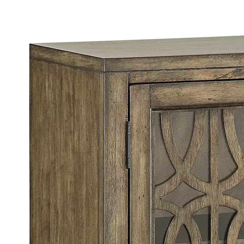 Meuble d'appoint 40 po à porte vitrée avec tablette réglable, fini parchemin vieilli
