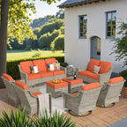Ensemble de conversation de jardin 9 pièces XIZZI avec fauteuil pivotant
