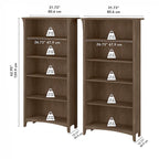 Bibliothèque haute Salinas à 5 étagères (Lot de 2) par Bush Furniture