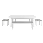 Table de billard Norwalk 2,13 m en ardoise, intérieure/extérieure, ensemble de salle à manger 6 places avec 4 bancs et accessoires, finition blanche