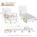 Canapé-lit pliant 3-en-1 convertible en fauteuil - Dossier réglable sur 5 positions avec oreiller, lit d'appoint peu encombrant pour salon, chambre et bureau (Blanc)