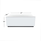 Table basse rectangulaire en verre et miroir avec base surélevée - Argent - Décor Roche River - 71x119x46 cm
