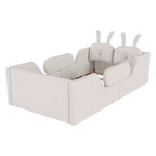 Lit plateforme double Whisen, cadre de lit rembourré pour enfants avec coussin lapin, barrières latérales amovibles