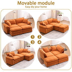 Canapé 2 places avec 2 coussins de siège, 2 oreillers et 2 poufs, canapé confortable - Canapé profond de salon, canapé modulable