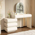 Coiffeuse de Luxe Whisen avec Miroir, Meuble Coiffeuse avec Armoire Latérale Mobile, 6 Tiroirs de Rangement et Tabouret