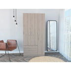 Armoire 3 portes FM Furniture Eureka avec 2 tiroirs, étagères intérieures et tringle