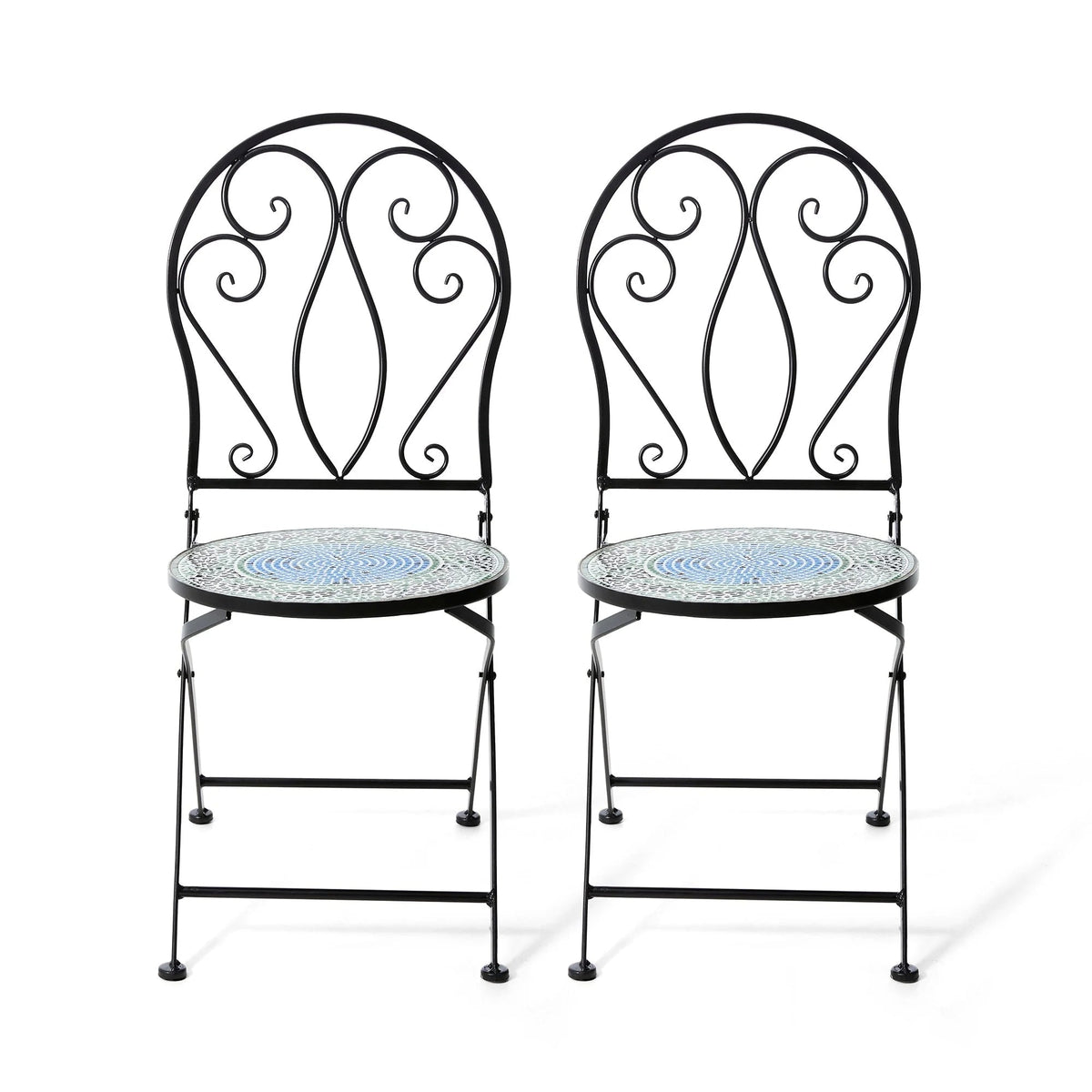 Ensemble bistrot pliant en métal Glitzhome pour extérieur, 3 pièces, table et chaises de patio