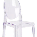 Tabouret de bar Ghost Emma et Oliver avec dossier ovale en cristal transparent