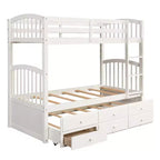 Lit superposé double avec échelle, barrière de sécurité, lit gigogne double avec 3 tiroirs pour chambre d'adolescent, meubles de chambre d'amis