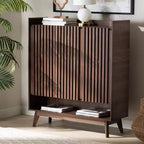 Meuble à chaussures en bois noyer style Mid-Century Modern Delaire