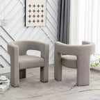 Ensemble de 2 fauteuils rembourrés en tissu bouclette à accoudoirs carrés de 71 cm de large - Kinwell