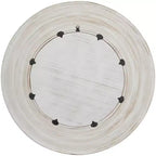 Miroir mural en bois 35x35 avec effet blanchi crème - Olivia & May : Aucun assemblage, cadre en MDF, usage intérieur