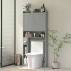 Meuble de rangement WC HOMCOM, Armoire de salle de bain moderne au-dessus des toilettes avec 2 portes, porte-papier toilette, étagère WC autoportante