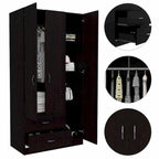 Armoire 3 portes FM Furniture Eureka avec 2 tiroirs, étagères intérieures et tringle