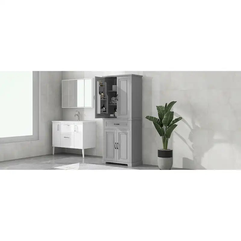 Meuble de rangement pour salle de bain avec portes et tiroir