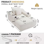 Chaise longue de 170 cm, canapé-lit d'intérieur avec 2 coussins, canapé monoplace sans structure pour salon, aucun assemblage requis