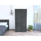 Armoire 3 portes FM Furniture Eureka avec 2 tiroirs, étagères intérieures et tringle
