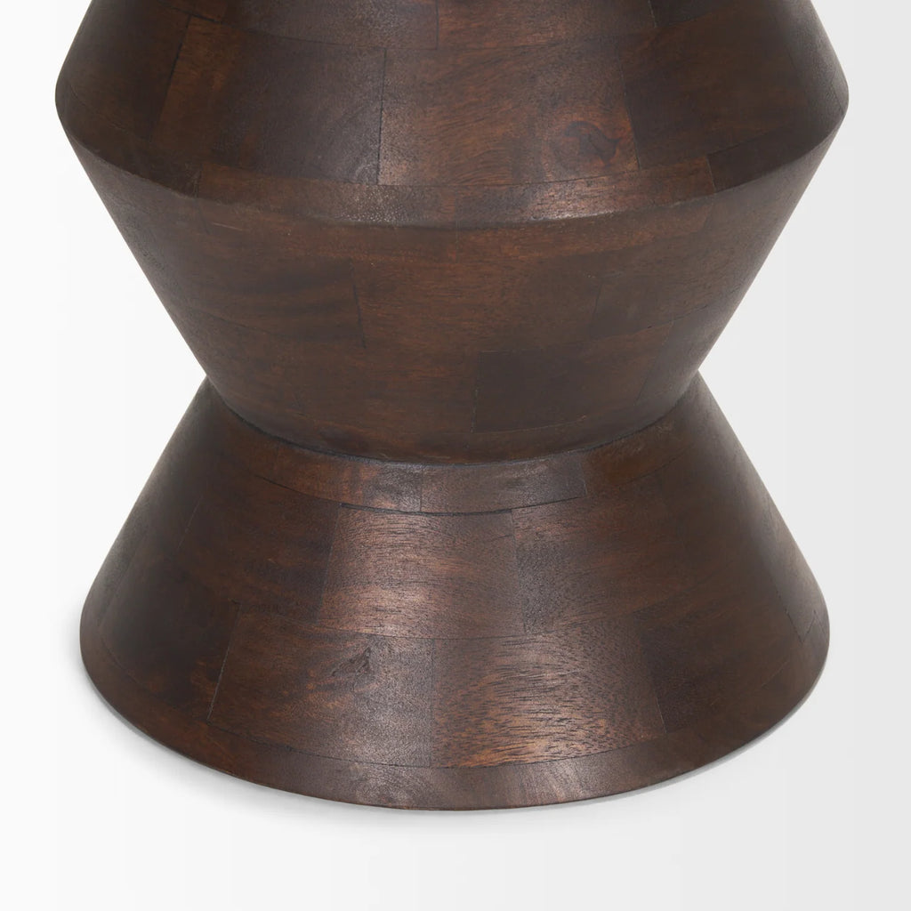 Table d'appoint bohème en manguier avec motifs géométriques | Brun foncé
