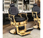 Fauteuil de barbier inclinable hydraulique robuste rétro Karl Home Noir et Or