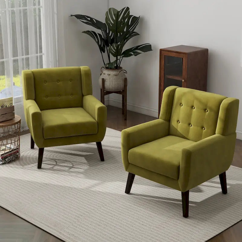 Lot de 2 fauteuils d'appoint en velours pour salon