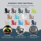 Chaise Adirondack pliante d'extérieur tout temps Polytrends Laguna résistante à la décoloration pour patio