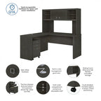 Bureau d'angle Echo avec huche et tiroirs