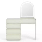 Coiffeuse de Luxe Whisen avec Miroir, Meuble Coiffeuse avec Armoire Latérale Mobile, 6 Tiroirs de Rangement et Tabouret