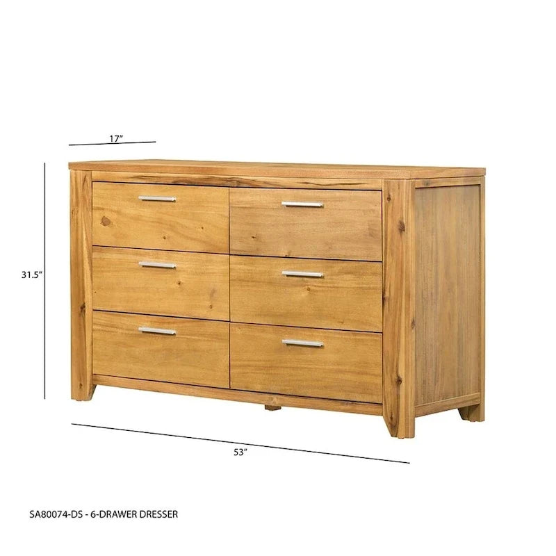 Commode de chambre en bois massif avec tiroirs, style fermette