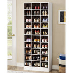 Meuble à chaussures haut 30 paires, étagère de rangement à chaussures en bois blanc 10 niveaux pour placard, entrée - 10 niveaux