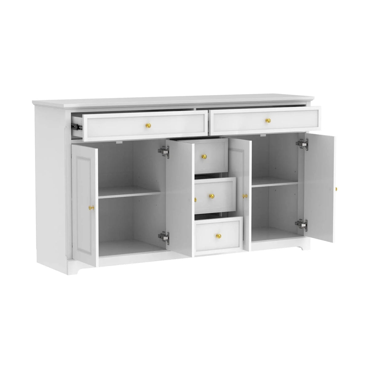 59.1Buffet bahut blanc laqué moderne contemporain du milieu du siècle