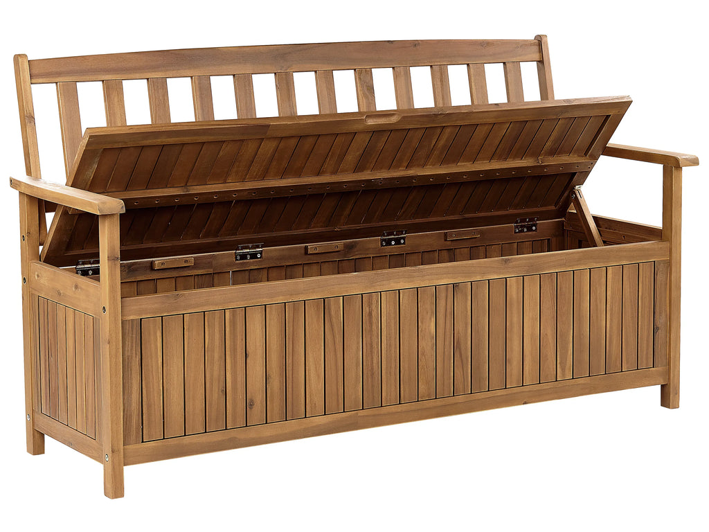 Banc de jardin 160 cm avec coffre de rangement Bois d'acacia Marron