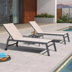 PURPLE LEAF Ensemble de 2 chaises longues de jardin, transats d'extérieur avec cadre en aluminium