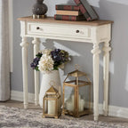 Console en bois de style provincial français Keene The Gray Barn avec finition délavée chêne et blanc vieilli