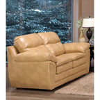 Ensemble canapé, causeuse et fauteuil en cuir gel marron clair Simon