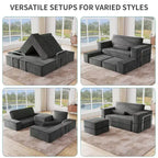 Canapé sectionnel convertible Cloud, canapé sectionnel confortable en velours côtelé, canapé confortable avec assise profonde et coussins hauts, facile à assembler