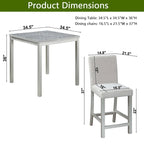 Ensemble de salle à manger moderne 5 pièces avec table carrée hauteur comptoir et 4 chaises rembourrées