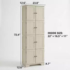 Armoire de rangement haute autoportante blanche 72,4 po – 8 portes et 4 étagères
