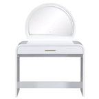 Table de toilette avec grand miroir et écran tactile, coiffeuse avec grand tiroir et coins arrondis, pour chambre à coucher