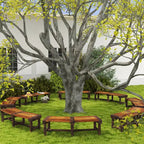 Banc de jardin en bois Outsunny, banc semi-circulaire rond pour arbre, banc de parc enveloppant