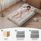 Canapé-lit futon pliant entièrement en velours côtelé, chaise de couchage convertible au sol avec oreiller et dossier