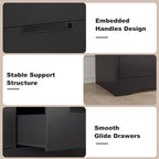 Commode 6 tiroirs pour chambre à coucher, commode en bois de 118,9 cm de large avec poignées encastrées, meuble de rangement pour vêtements, meuble TV pour couloir