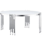 Table basse ronde en verre trempé à 3 niveaux avec plateau rotatif à 360 degrés