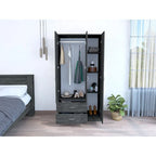 Armoire 3 portes FM Furniture Eureka avec 2 tiroirs, étagères intérieures et tringle