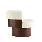 Fauteuil tonneau pivotant à 360° Whisen avec design sculptural en bois cintré, structure en bois massif, 32 po de largeur, polyvalent pour le salon et la chambre à coucher