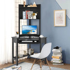 Bureau d'angle avec huche Bureau d'ordinateur d'angle triangulaire avec étagères
