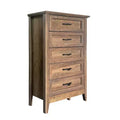 Commode de ferme, commode en bois rustique à 5 tiroirs pour placard, commode haute avec poignées métalliques