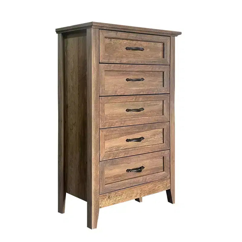 Commode de ferme, commode en bois rustique à 5 tiroirs pour placard, commode haute avec poignées métalliques