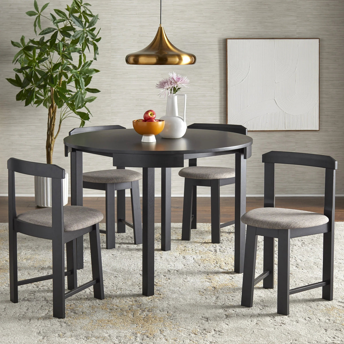 Ensemble de salle à manger rond compact 5 pièces Harrisburg Tobey