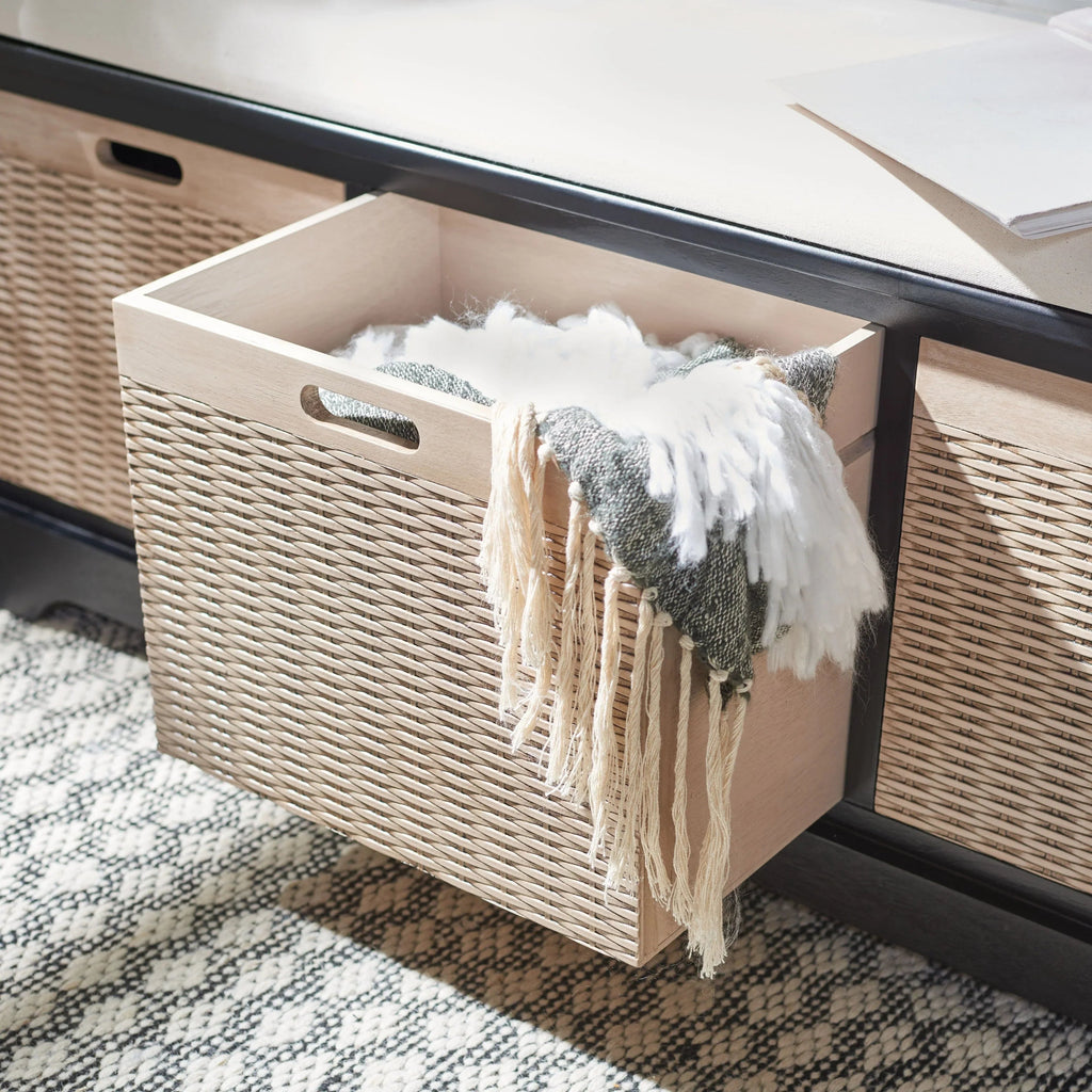 Banc de rangement SAFAVIEH Fiorello avec coussin et 3 tiroirs - 47,3 L x 15 P x 19 H - 47 L x 15 P x 19 H
