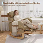 Fauteuil à bascule moderne avec oreiller et poches latérales, pour salon, chambre à coucher